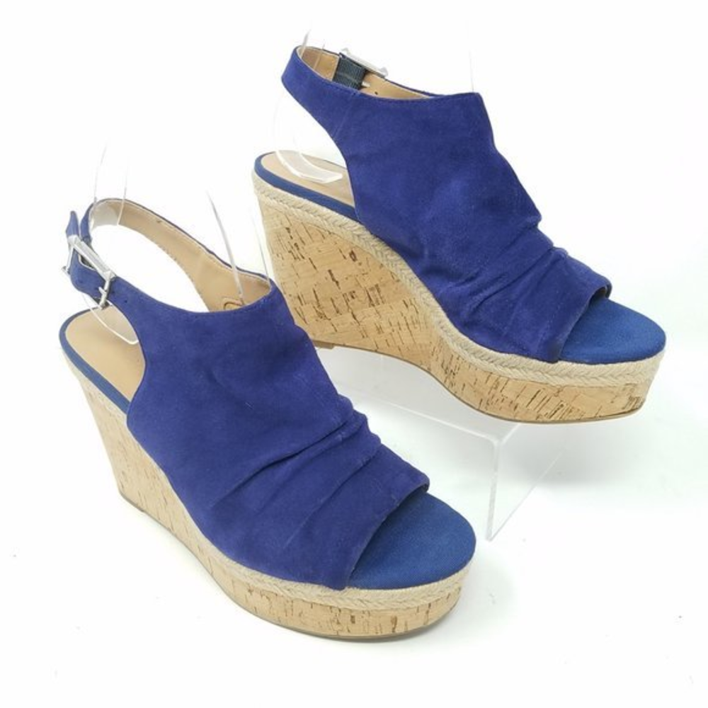 Franco Sarto‎ shoe TRELLIS blue suede platform 7M